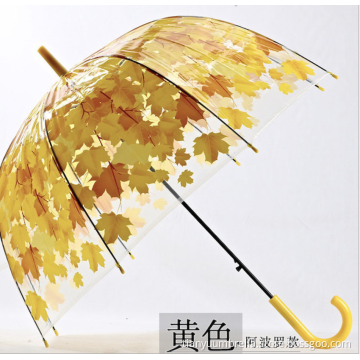 Thickening POE Transparent Umbrellas Maple Leaf Umbrellas